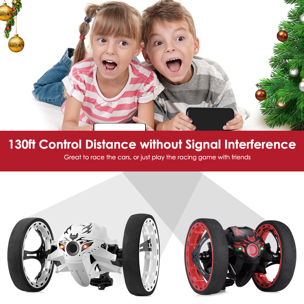 Paierge PEG-81 RC Car Upgrade Version Jumping Bounce Mini Cars Toy Flexible Wheels Rotation Music LED Light Robot Car Kids Gifts 1