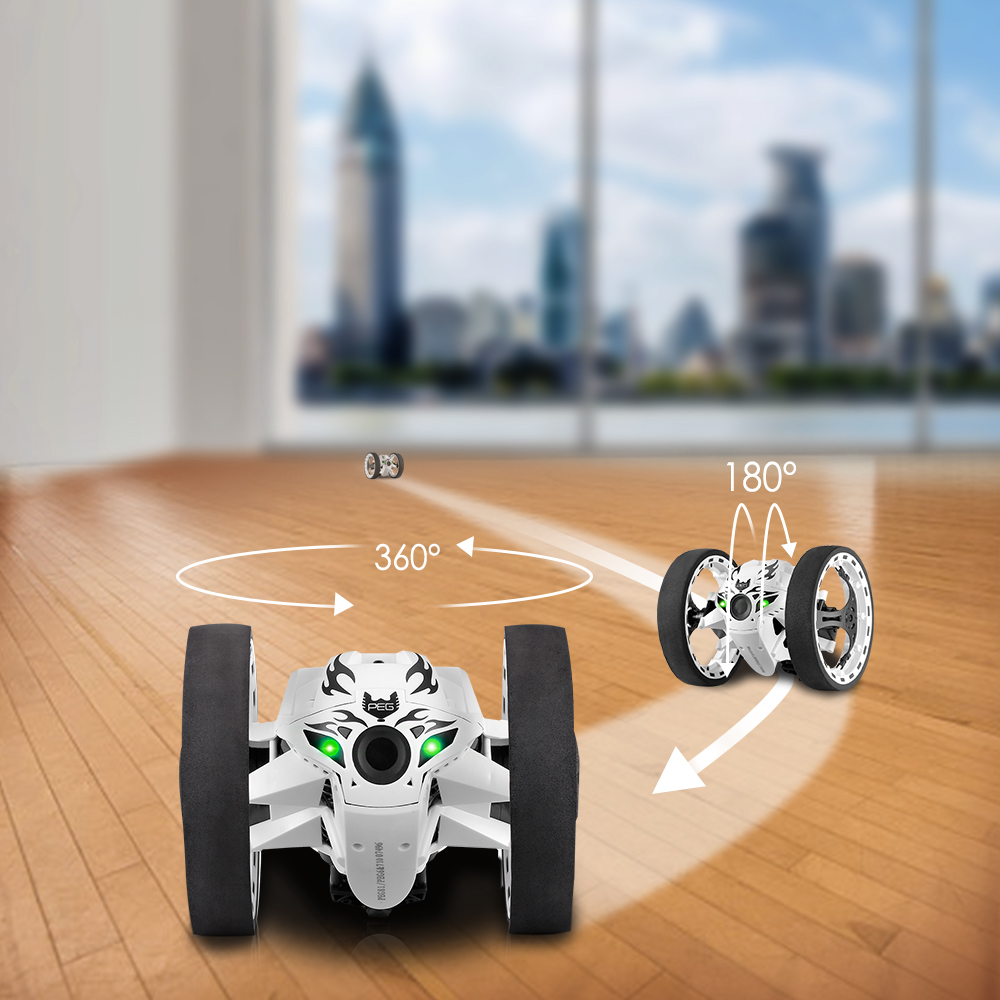 Paierge PEG-81 RC Car Upgrade Version Jumping Bounce Mini Cars Toy Flexible Wheels Rotation Music LED Light Robot Car Kids Gifts 2
