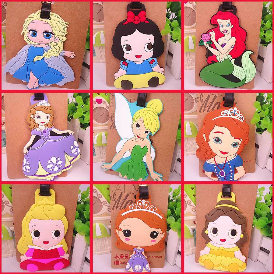 women Travel Accessories princess Luggage Tag cartoon girls Silica Gel Suitcase ID Addres Holder Baggage Boarding Portable Label